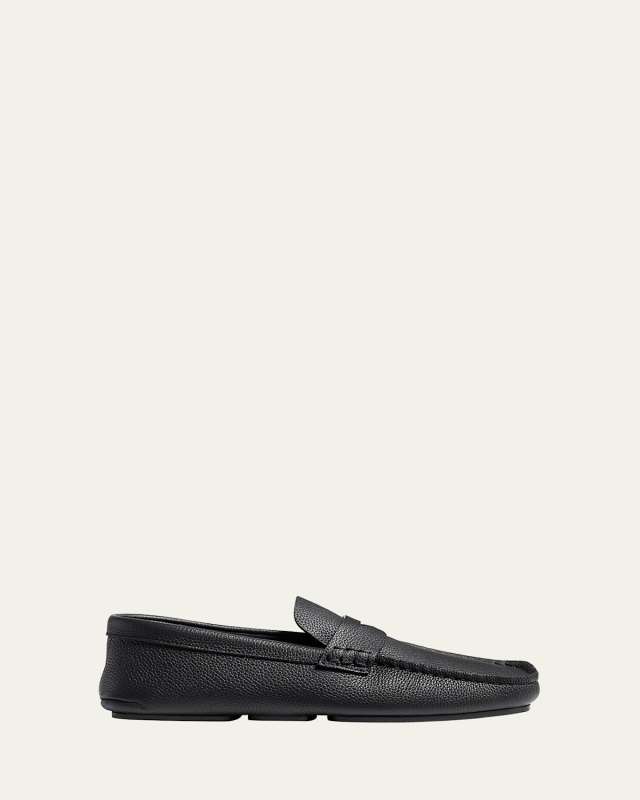 Billy Grained Leather Moc-Toe Penny Loafers